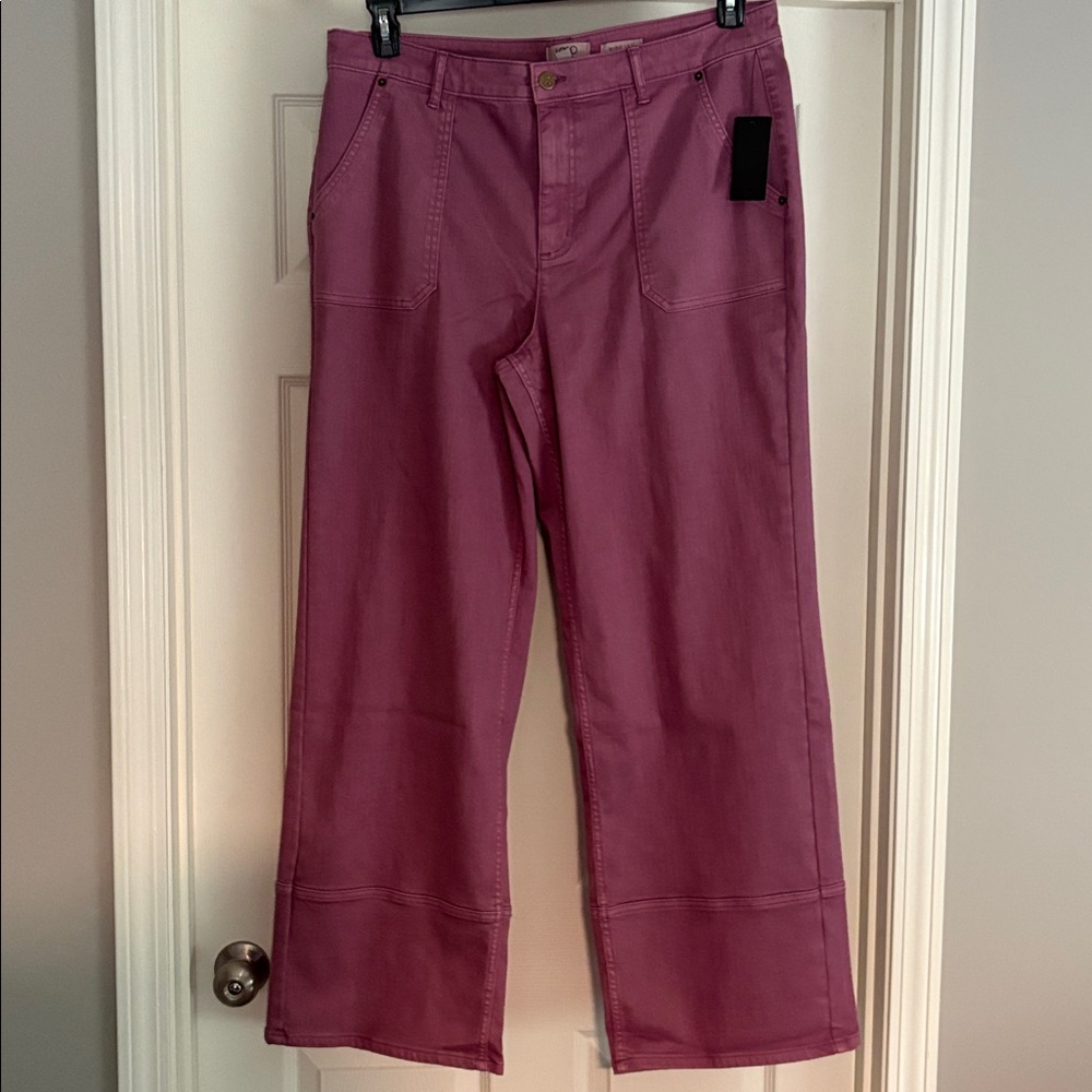 LOGO by Lori Goldstein Mauve Wide-Leg Jeans